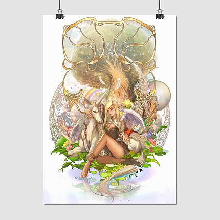 Плакат "Єдиноріг та ельфійка", 60×42см, фото 1