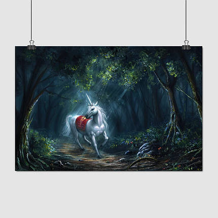 Плакат "Єдиноріг у темному лісі", 40×60см, фото 1