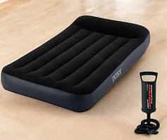 Надувний матрац 191х99х25см 64141 Intex односпальний, з підголовником та насосом.