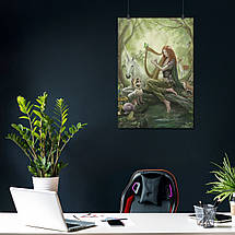 Плакат "Єдиноріг та ельфійка з арфою", 60×41см, фото 3