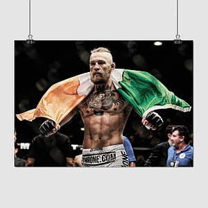 Плакат "Конор Мак-Грегор з прапором, Conor McGregor", 43×60см