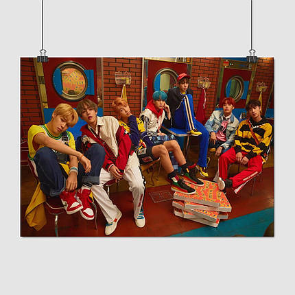 Плакат "БТС із піцею, Bangtan Boys, BTS", 43×60см, фото 1