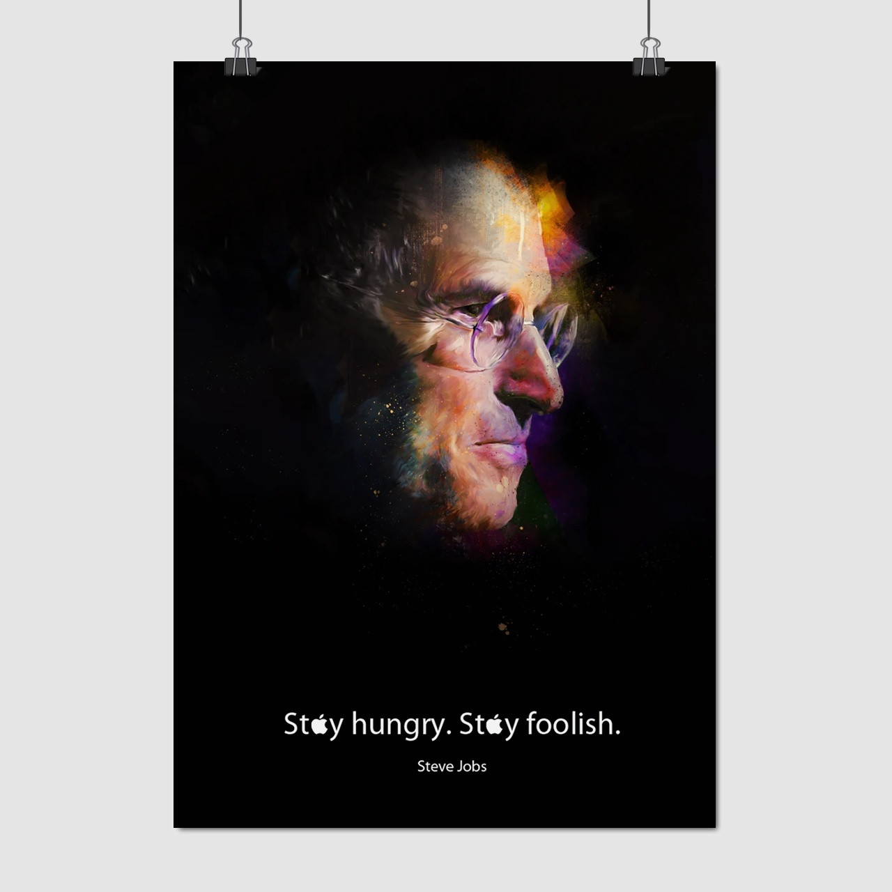 Плакат "Стів Джобс, Steve Jobs, Stay hungry, stay foolish", 60×43см