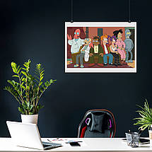 Плакат "Футурама, Всі персонажі на дивані, Futurama", 43×60см, фото 4