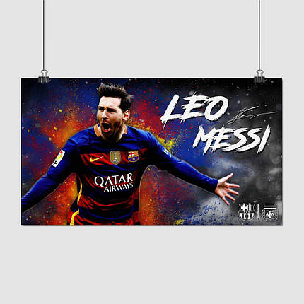 Плакат "Футболіст Ліонель Мессі, ФК Барселона, Lionel Messi, Barcelona", 34×60см, фото 1