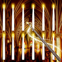 Летающие светодиодные свечи парящие 12 шт на батарейках Оригинальный подарок набор свечки+палочка Гарри Поттер