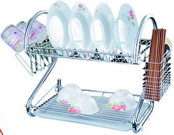 Сушарка для посуду Empire 2 ярусна срібло 44х33,5 см h11,5 см метал (9600 EM)