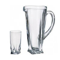 Набір для води Bohemia Quadro (глух 1,5 л + склянки 350 мл-6шт) 7 предметів богемське скло (b99999-99A44)