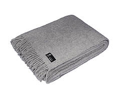 Натуральний вовняний плед Klippan Saule світло-сірий із бахромою. 140 х 205