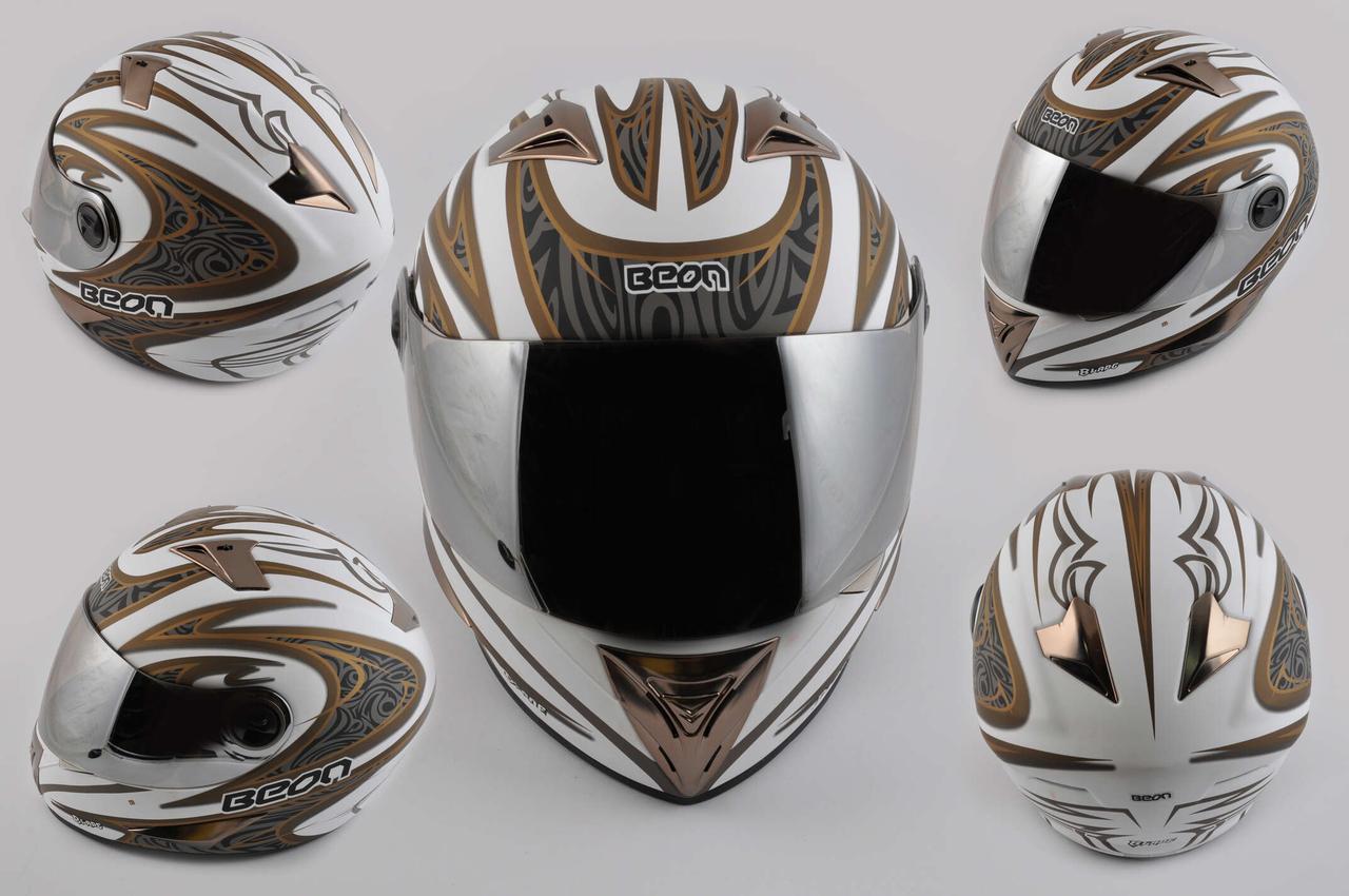 Шолом-інтеграл (mod:B-500) (size:M, біло-сірий, дзеркальний візор, BLADE) BEON