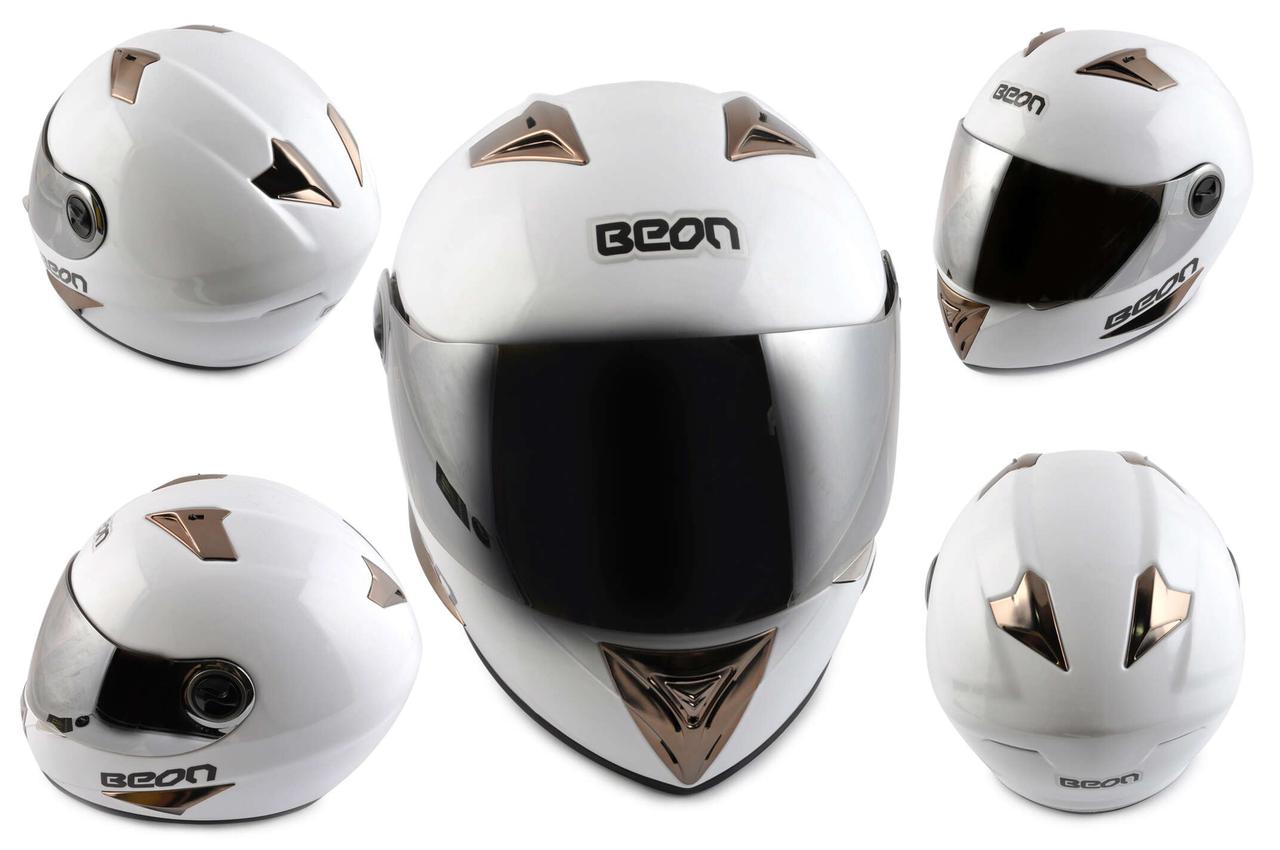 Шолом-інтеграл (mod:B-500) (size:XL, білий, дзеркальний візор) BEON