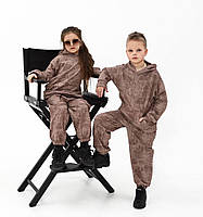 Дитячий костюм оверсайз на хлопчика з двунитки. Кольори: чорний, беж, сірий. Розміри: 122, 128, 134, 140, 146.