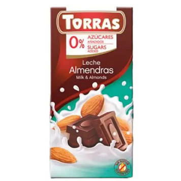 Шоколад Torras молочний з мигдалем без цукру 75 г 563