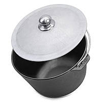 Казан похідний Brizoll Туризм з алюмінієвою кришкою 8 л d29 см h19 см чавун (KT08-4)