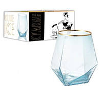 Набір стаканів низьких Оленс Блакитний Діамант 4 штуки 600мл скло (XD05)