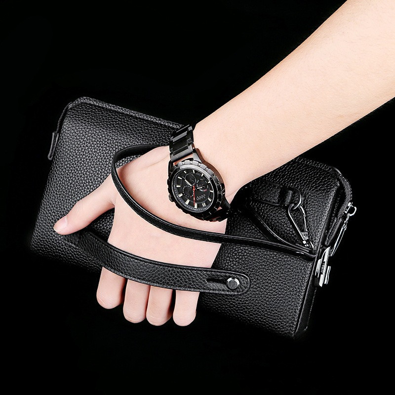 Чоловічий гаманець. Чоловічий клатч. Гаманець чоловічий місткий портмоне Чорний, фото 1