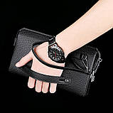 Чоловічий гаманець. Чоловічий клатч. Гаманець чоловічий місткий портмоне Чорний, фото 3