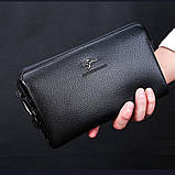 Чоловічий гаманець. Чоловічий клатч. Гаманець чоловічий місткий портмоне Чорний, фото 9