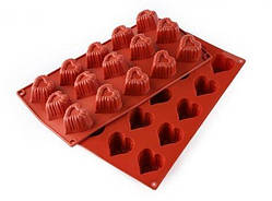 Форма для випікання One Chef "бархітне серце" 15 штук d4,5 см 29,5х17 см h2,8 см силікон (904008)