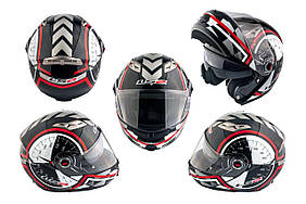 Шолом трансформер (size:ХL, біло-чорний + сонцезахисні окуляри) LS-2