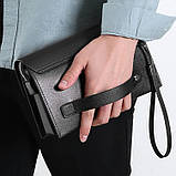 Чоловічий гаманець. Чоловічий клатч. Гаманець чоловічий місткий портмоне Чорний, фото 3