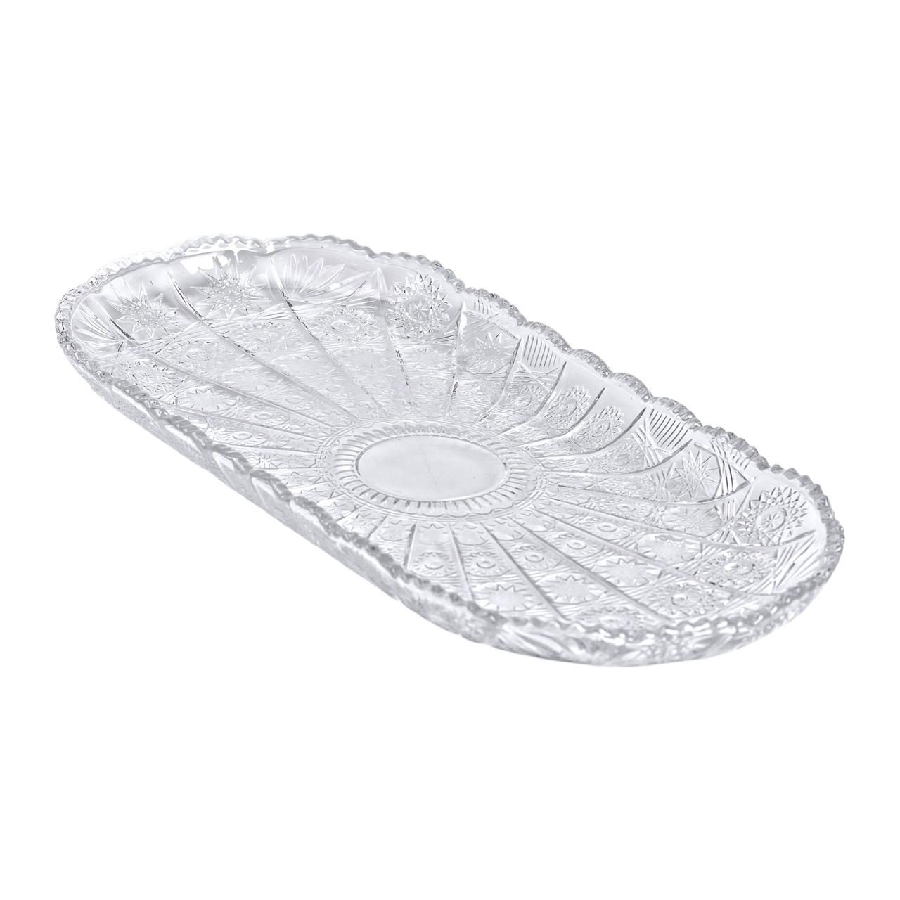 Сервірувальне блюдо для подачі закусок 33.5х15х2 см скляне овальне, фото 1