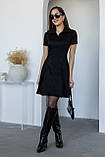 Чорне приталене плаття із замші в діагональ, фото 2