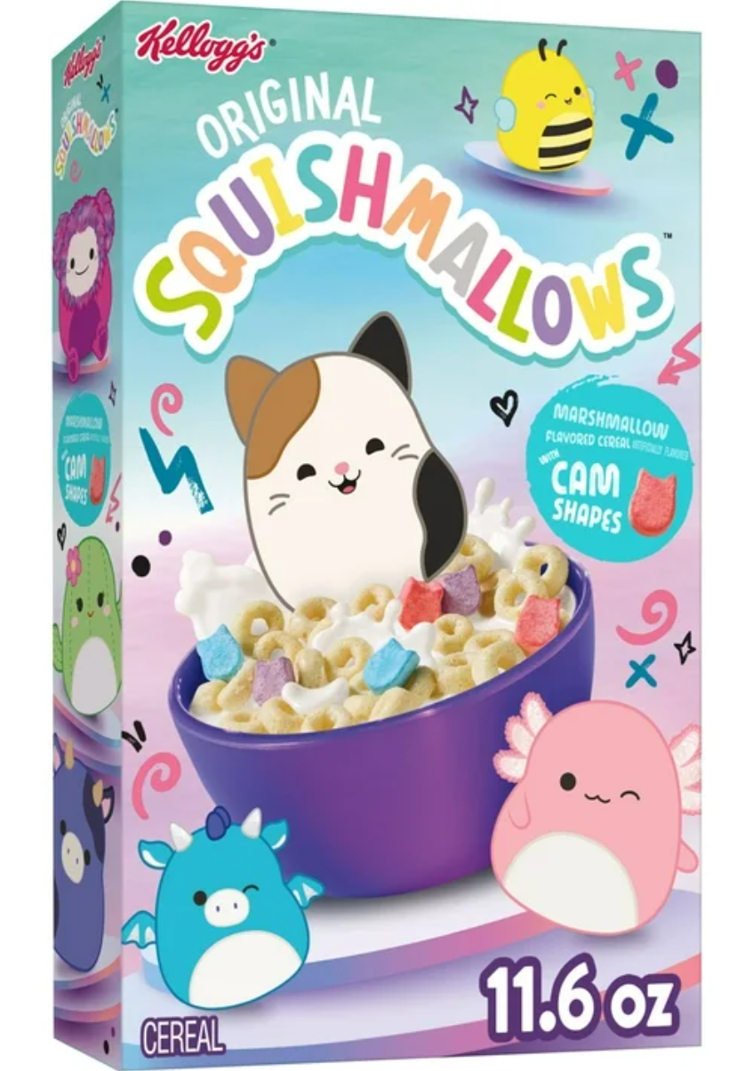 Сухий сніданок Kellogg's Squishmallows Breakfast Cereal Original with Marshmallows 328г, фото 1