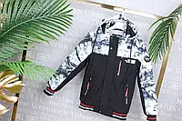 Демисезонная непродуваемая курточка на мальчика 8-9л осень весна с ярким принтом водонепроницаемая на резинке
