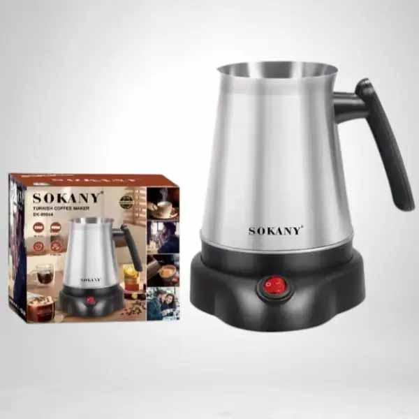 Турка електрична металева Sokany SK-09044 800мл 600Вт  кавова турка чорний