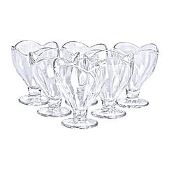 Набір креманок на ніжці 6 шт креманки скляні для десертів, морозива, желе набір 180 мл