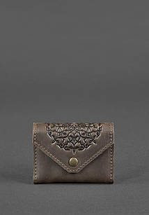 Шкіряний кард-кейс 3.0 темно-коричневий з мандалою