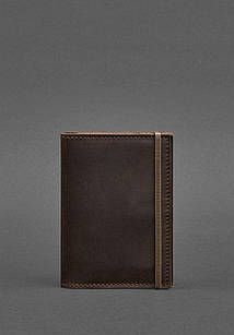 Шкіряна обкладинка для паспорта 2.0 темно-коричнева Crazy Horse