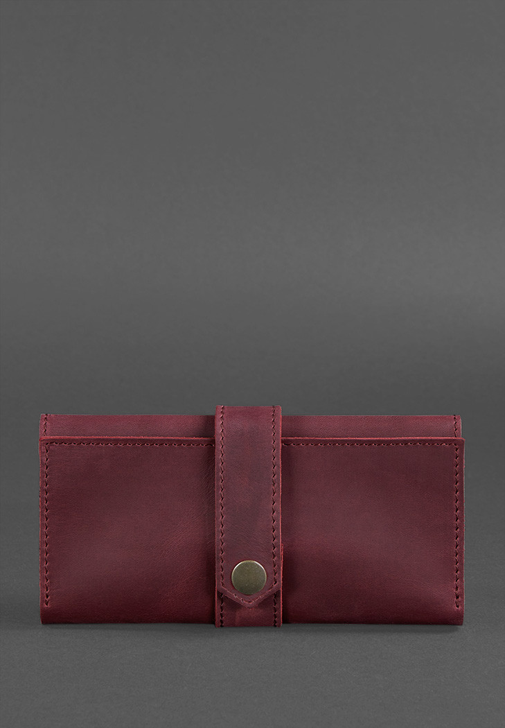 Шкіряне жіноче портмоне 3.0 бордове Crazy Horse, фото 1