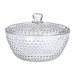 Салатниця скляна з кришкою Ø 25 великий прозорий салатник