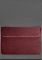 Шкіряний чохол-конверт на магнітах для MacBook 15-16 дюйм Бордовий Crazy Horse