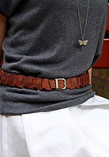 Жіночий шкіряний бохо-ремінь світло-коричневий Crazy Horse