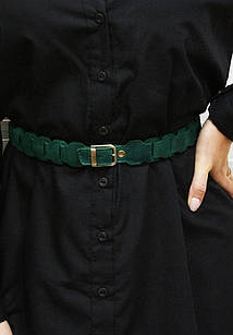 Жіночий шкіряний бохо-ремінь зелений