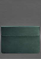 Шкіряний чохол-конверт на магнітах для MacBook 15-16 дюйм Зелений Crazy Horse