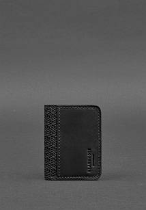 Шкіряна обкладинка для ID-паспорта і водійського повсідчення 4.0 Карбон чорна