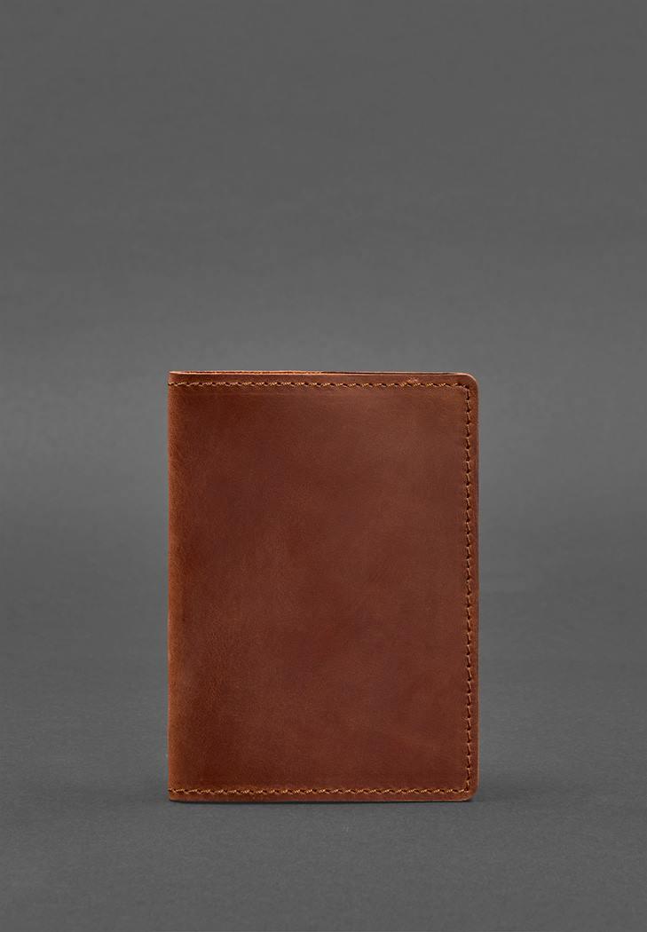 Шкіряна обкладинка для паспорта 1.3 світло-коричнева Crazy Horse, фото 1