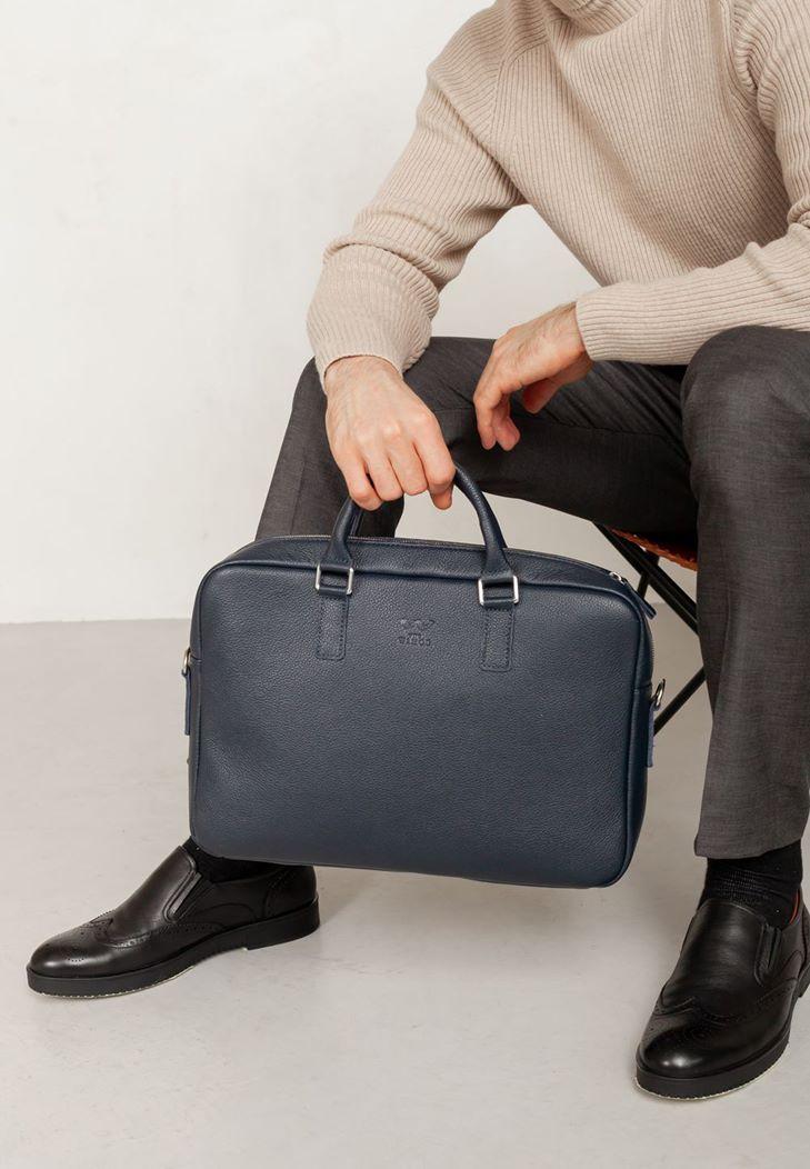 Шкіряна ділова сумка Briefcase 2.0 синій Флотар