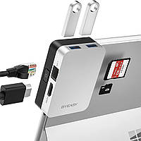Док-станція BYEASY Surface Pro 8, USB-C 6-в-1 з 4K HDMI, 1000M Ethernet LAN, пристроєм читання карток SD/TF, 2 USB 3.0
