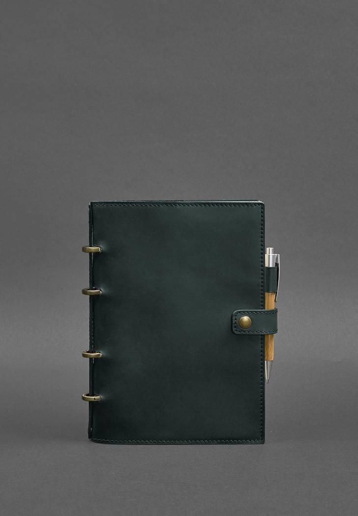 Шкіряний блокнот з датованим блоком (Софт-бук) 9.1 зелений Crazy Horse, фото 1