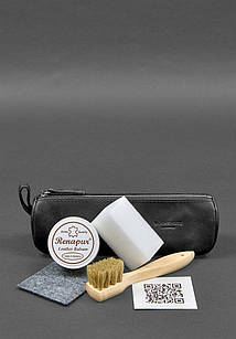 Набір для догляду за шкіряними виробами у шкіряному чохлі чорний