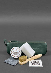Набір для догляду за шкіряними виробами у шкіряному чохлі зелений