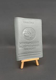 Шкіряна обкладинка на ветеринарний паспорт сіра