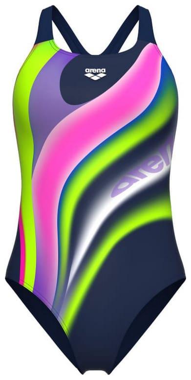 Купальник закритий для жінок Arena WATER FLUIDS SWIMSUIT SWIM PRO темно-синій, рожевий, салатовий Жін 44, фото 1