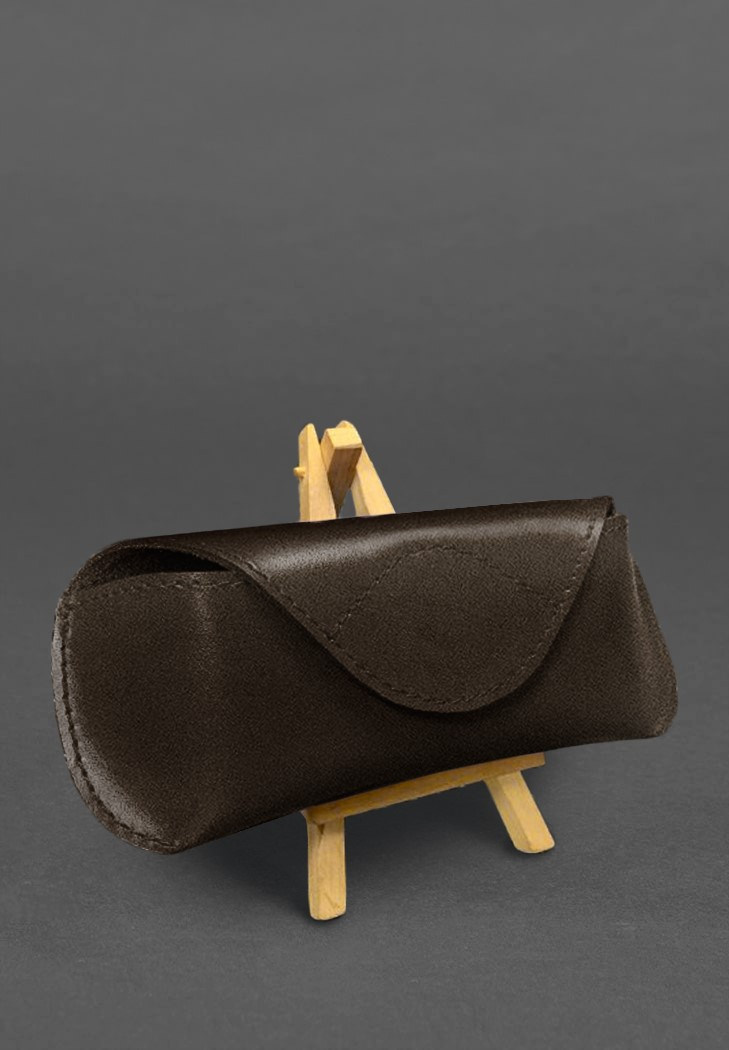 Шкіряний чохол для окулярів із клапаном на магніті Темно-коричневий Краст, фото 1