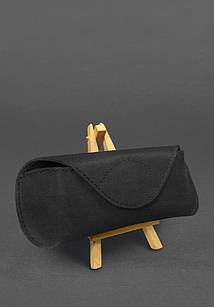 Шкіряний чохол для окулярів із клапаном на магніті Чорний Crazy Horse